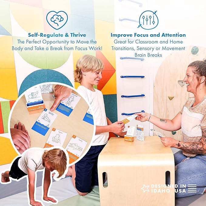 Harkla Sensory Activity Cards – 60 Therapist-Designed Brain Breaks for Kids | 30 Double-Sided 3 x 5 Cards | No-Prep Self Regulation Tool for Focus, Energy & Calm | Classroom & Sensory Kit