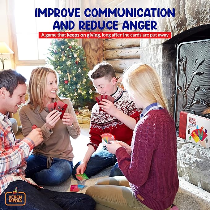 Behind The Anger Card Game | Family Therapy Games for Teens & Kids 6+ | Anger Management for Teens | CBT Games for Counseling Emotional Regulation and Impulse Control | A Simple Go Fish Card Game