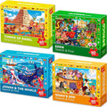 QUOKKA 60 Piece Kids Puzzles Ages 5-8 - Set of 4 Bible Jigsaw Puzzles for Kids 4-6-10 Year Old - Tower of Babel - Noah`s Ark - Eden Toys for Children 5-7 yo - Christian Gifts for Boys & Girls