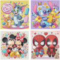 Fuinkqe 4 Packs Cartoon Diamond Art Kits for Kids,5D DIY Diamond Art Painting Kits for Kids Ages 4-8-12,Mosaic Kits Full Round Drills for Gifts and Home Wall Decor 6X6 Inch