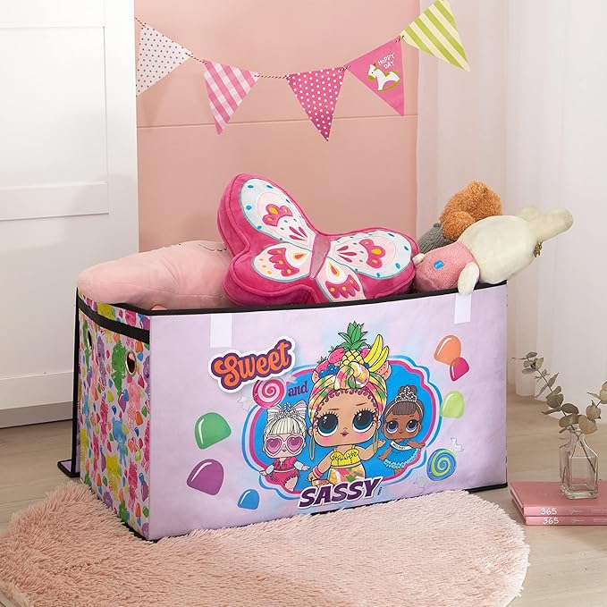 LOL Surprise Collapsible Children’s Storage Trunk - Durable with Soft Lid, 28.5"x14.5"x16", Fun and Spacious Organizer for Kids