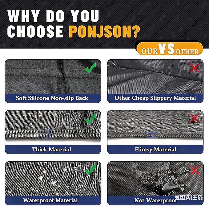 Car Seat Protector, Ponjson Auto Car Leather Seats Waterproof Thick Padding&Non-Slip Seat Cover Pad for Child Baby Safety Seat with Organizer Pockets-2 Pack Carseats for Most Cars