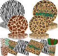 168PCS Mouse Safari Party Supplies for Kids Boys Girls, Cartoon Jungle Birthday Party Tableware Jungle Birthday Party, Zoo Adventure Plates, Napkins, Cups, Knife, fork, straw Set Serves 24