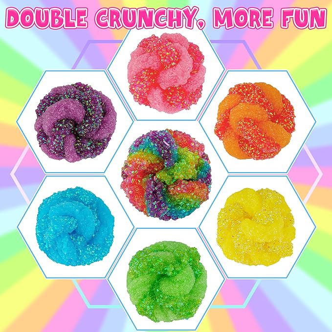 6 Pack Bingsu Crunchy Slime Kit, Rainbow Slime for Kids, with Cute Slime Charms & Add-ins, Slime Party Favors Sensory Toys, Holiday Birthday Easter Hallowmas Christmas Girls Gift & Boys Gift