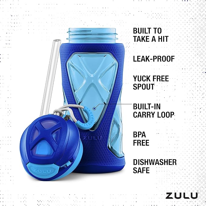 ZULU Torque 2 Pack 16oz Plastic Kids Water Bottle