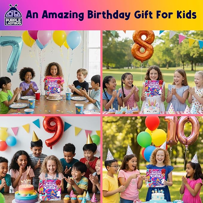 Paint Pouring Art Kids Painting Kit - Art and Crafts for Kids Ages 8-12, Gifts for 6 7 8 9 10 11 12 Year Old Boys & Crafts for Girls 8-12, Birthday Gifts for Girls, Tween & Teen Girl (Stellar Swizzle)