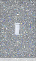 Deep Silver Glitter Light Switch Cover - Sparkling Wall Plate 5.1"x3.15", Unique Gift for Her, Housewarming, Birthday, Home Decor,Single Toggle