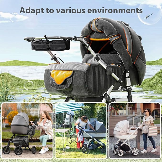 Double Stroller Organizer, Parent Console Double Baby Stroller Accessories Compatible with Jeep, for Bob Duallie, for City Mini GT2, Baby Travel Essential Storage Attachment, Black
