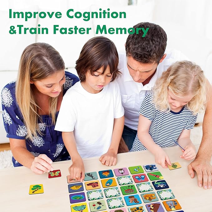 Hebayy Memory Matching Game, 72 PCS Camping Theme Matching Cards for Toddlers 36 Designs Memory Cards Educational Learning Toys for Preschool 4 5 6 Years Old