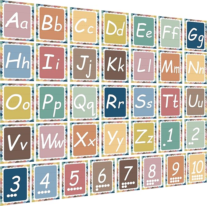 YIYDONG 36 Alphabet ABC Bulletin Board Set for Preschool English Posters Kindergarten Elementary Classroom Wall Decor Nursery Homeschool Supplies (Bohemia)