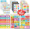 Hadley Designs 16 Educational Posters for Toddler Learning Activities - Alphabet Daycare Essentials, Laminated Pre-K Posters for Toddlers 1-3, Preschool Learning Activities, Rainbow Classroom Decor
