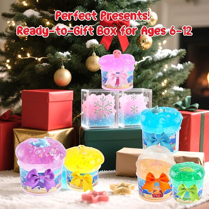 Swamp Explorer Slime Kit - Slime Party Favors for Kids, Resin Alligator Charm & Glitter with Ice Cream Tub- Non-Sticky Sensory Toys for Kids 5-12, Classroom Treasure Birthday