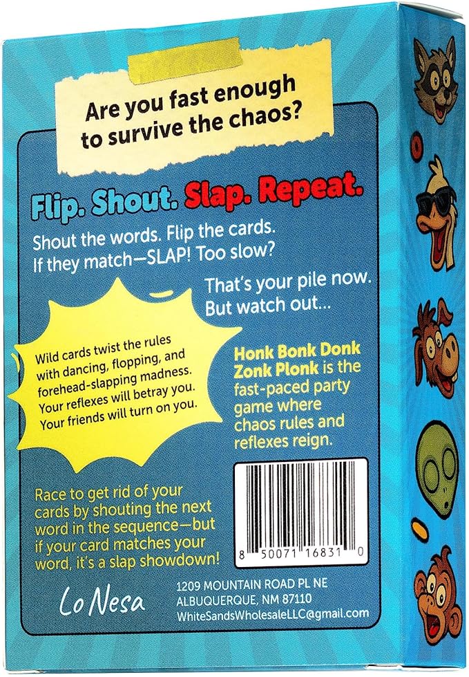 Honk Bonk Donk Reflex Card Game, Fast-Paced Party Game, Ages 7+, 2-8 Players, 10-15 Minute Play Time