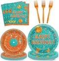 96PCS Popular Singer Birthday Party Paper Plates and Napkins Music Lover Party Decoration Pop Singer Theme Party Supplies Orange Green Glitter Tableware Set Serves 24 Guests Girls Baby Shower Favor