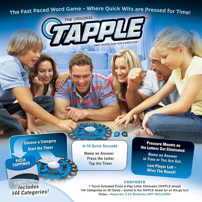 USAOPOLY The Original TAPPLE, The Fast-Paced Family Board Game,Choose a Category & Race Against The Timer to be The Last Player,Learning Word Game for Ages 8 & Up, 2-8 Players, 15-20 Minute Play Time