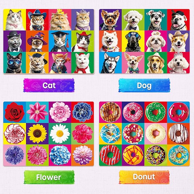 SYNARRY 100 Piece Puzzles for Kids Ages 4-6 6-8, Wooden 100 Piece Puzzle, 4 5 6 7 8 Year Old Puzzles for Kids Ages 4-8, Cat Dog Flower Donut Jigsaw Puzzle Easter Gifts for 3+ Years Old Boys Girls