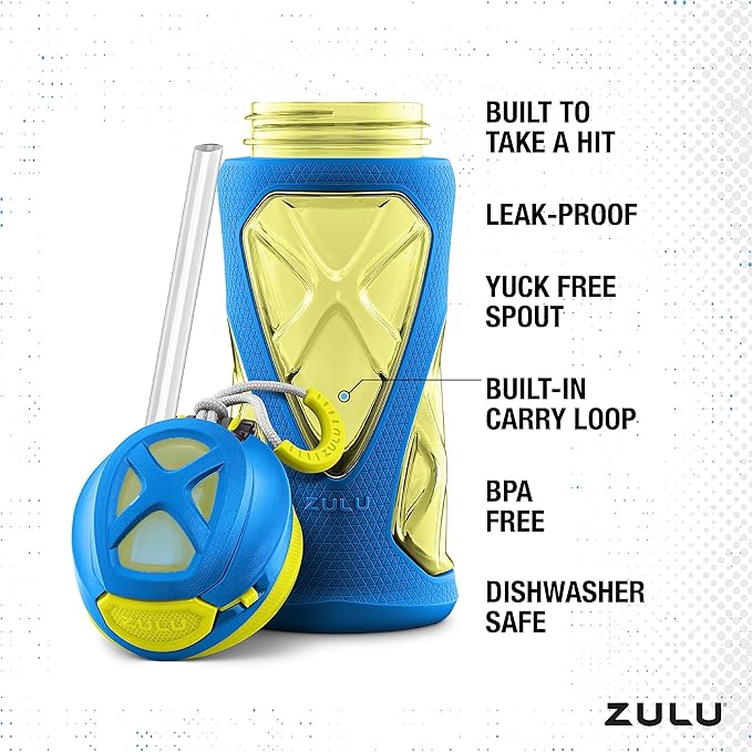 ZULU Torque 2 Pack 16oz Plastic Kids Water Bottle