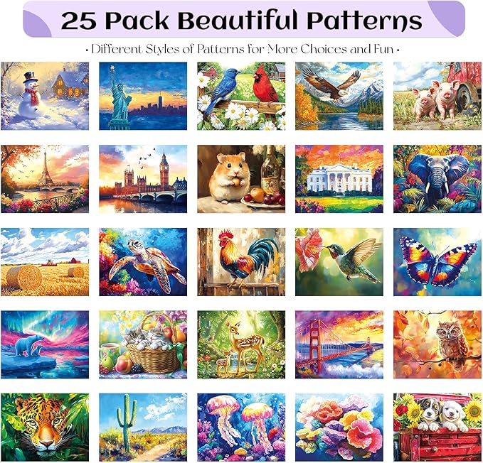 25 Pcs Reusable Water Doodle Coloring Set for Seniors, Dementia Products for Elderly – No Mess Art Set with 2 Ergonomic Brushes, Memory-Care Paint Book for Elderly, Thoughtful Gift for Grandparents