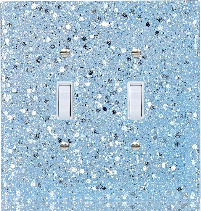 Light Switch Cover Plate - Shiny Blue Mirror Finish (2-Gang,5.1" x 5.1") - Sparkle Double Toggle Wall Plate