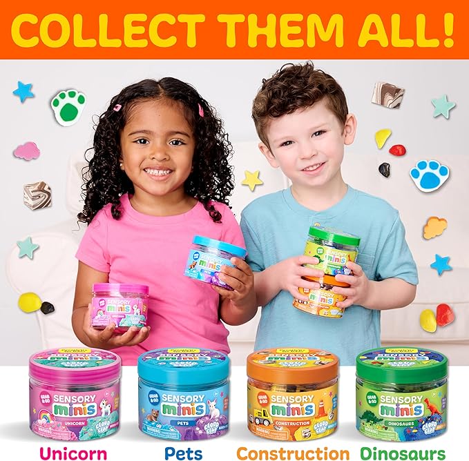 Creativity for Kids Sensory Minis Construction Kit | Cloud Clay Sensory Toy with Excavator for Kids | Spring Crafts that are Mess-Free, Screen-Free Travel Toy (Ages 3+)