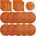 40 Pcs Basketball Plates and Napkins Sets - Sports Birthday Party Supplies Tableware, Brown Disposable Paper Plates Napkins Kit for Basketball Birthday Party Decorations Table Decor, Serves 20