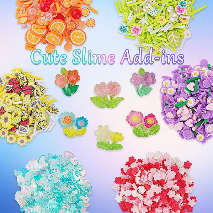 6 Pack Butter Slime Kit, Rainbow Slime for Kids, with Flower Slime Charms & Add-ins, Slime Party Favors Sensory Toys, Holiday Birthday Easter Hallowmas Christmas Girls Gift & Boys Gift