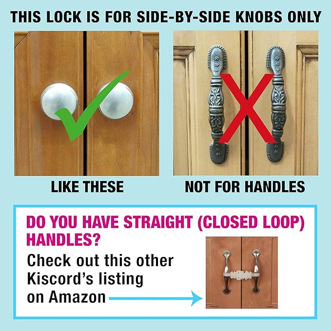 Baby Safety Cabinet Locks for Knobs Child Safety Cabinet Latches for Home Safety Strap for Baby Proofing Cabinets Kitchen Door RV No Drill No Screw No Adhesive (Black)