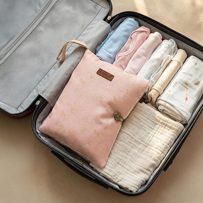 HAMUR Baby Diaper Bag Organizer – Travel-Friendly, Compact & Foldable | Stroller Pouch for Newborn Essentials – Must-Have for Boys & Girls (Solid Pink)