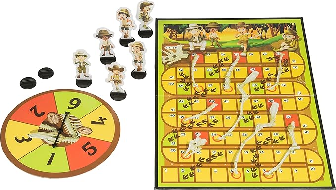 Dinosaur Snakes and Ladders Preschool Game - No Reading Required - Early Learning Basic Couting Game for Kids Ages 3 and up - for 2 to 6 Players by Outset