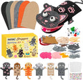 WATINC 6Pcs Hand Puppet Making Kit, Art Craft Felt Sock Puppet Toys, Creative DIY Make Your Own Pompoms Wiggle Googly Eyes Storytelling Role Play Party Supplies Gift for Girls Boys (Cat A)