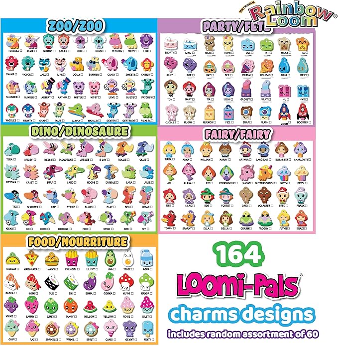 Rainbow Loom® Loomi-Pals™ Mini Combo Set, Features 60 Cute Assorted Loomi-Pals Charms,1 Happy Loom, 2100 Colorful Bands All in a Carrying Case for Boys and Girls 7+