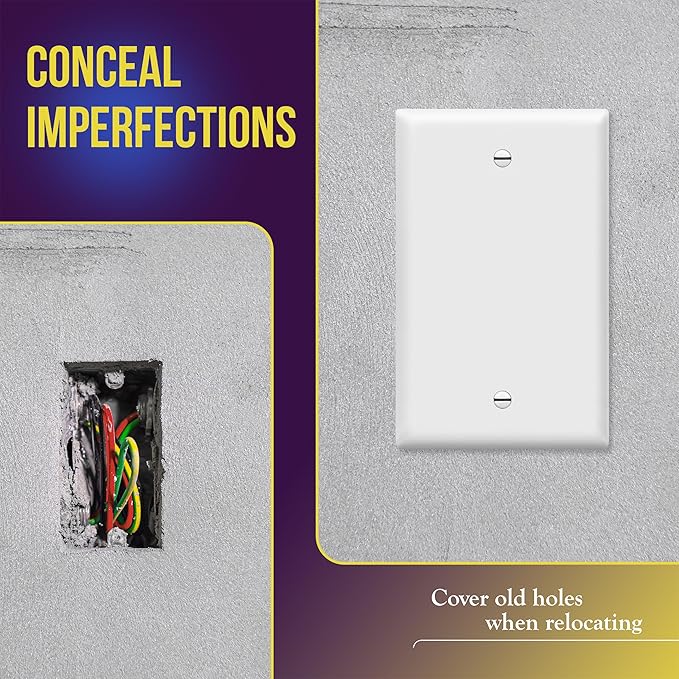 ENERLITES Blank Device Wall Plate, Gloss Finish, 1-Gang 4.88" x 3.11", Mid-Size, Unbreakable Polycarbonate Thermoplastic, UL Listed, 8801M-W-20PCS, White (20 Pack)