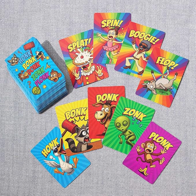 Honk Bonk Donk Reflex Card Game, Fast-Paced Party Game, Ages 7+, 2-8 Players, 10-15 Minute Play Time
