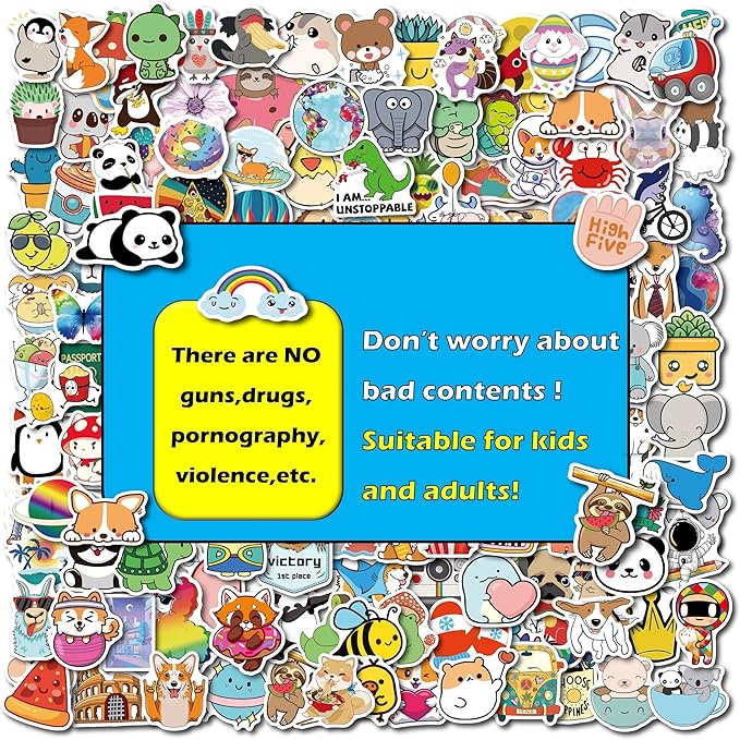 200Pcs Water Bottle Stickers for Kids Teens, Waterproof Vinyl Stickers, Stickers for Kids Classroom Decor, Teacher Supplies & Classroom Must Haves
