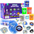 FINOCLAY Galaxy Slime Kit for Kids, 6 Pack Different Scented Strechy Metallic Slime with 15 Space Charms and Mixins, Glow Neon & Clear Putty Toy Set for Girls Boys, Space Adventure Party Toy