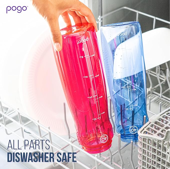 Pogo 18oz Plastic Water Bottle with Straw Lid with Carry Handle, Reusable, BPA Free, Dishwasher Safe, Perfect for Travel, School, Outdoors, and Gym