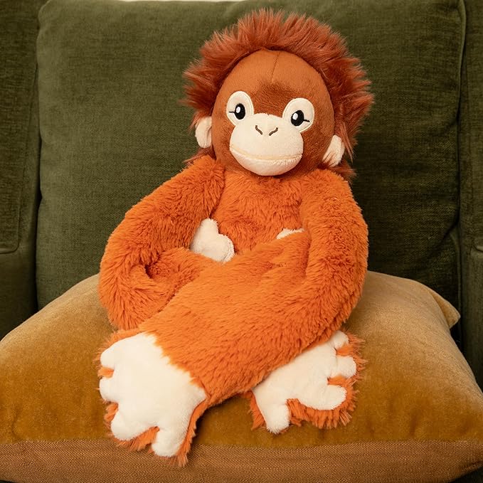 HUGIMALS Hugarounds Ollie the Orangutan 2.5 lb Microwaveable & Freezable Weighted Plush Neck & Shoulder Wrap | Soothing, Comforting Hugs for Self-Care & Relaxation | Unscented for Ages 2+
