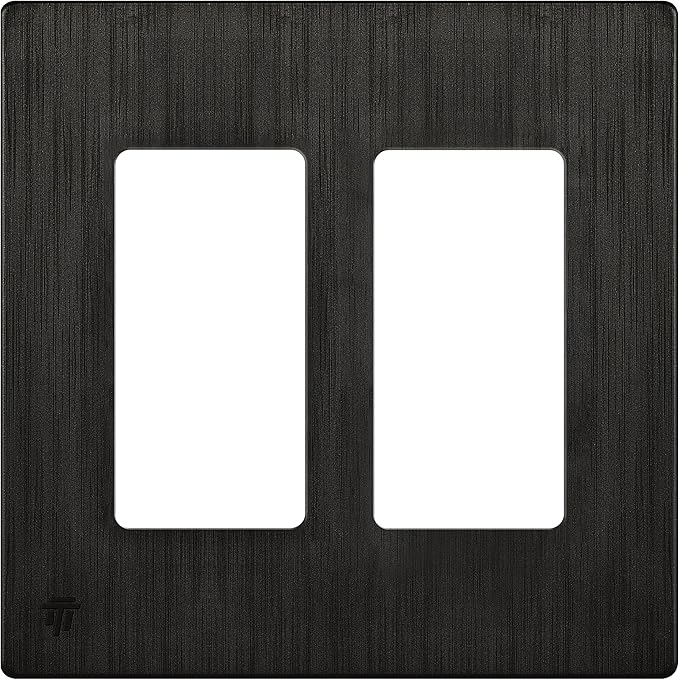 ENERLITES Elite Series Screwless Decorator Wall Plate Child Safe Outlet Cover, Gloss Finish, Size 2-Gang 4.68" H x 4.73" L, Unbreakable Polycarbonate Thermoplastic, SI8832-BDB, Brushed Dark Bronze