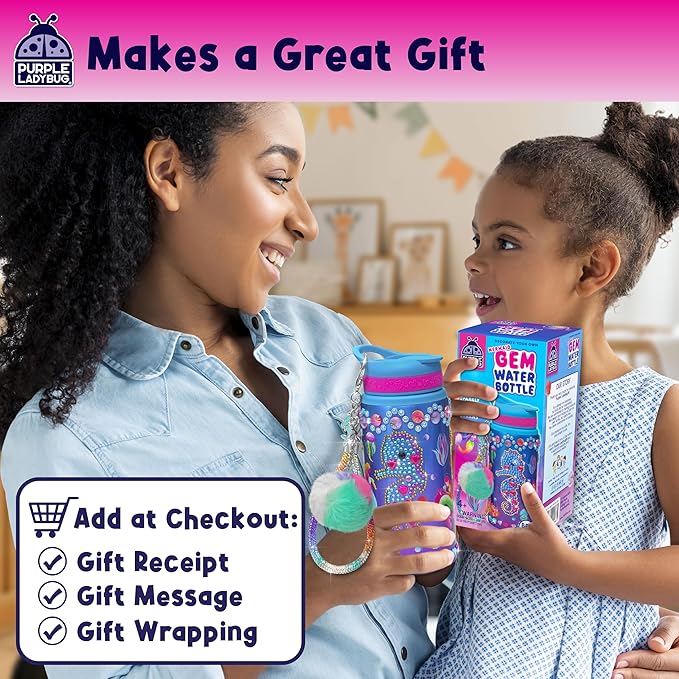 PURPLE LADYBUG Decorate Your Own Water Bottle for Girls - Mermaid Gifts for Girl Age 6-8, Gifts for Girls 5 6 7 8 9 10 Year Old Birthday, Summer Gift for Kids Crafts for Girl Ages 6-8