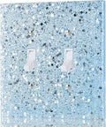 Light Switch Cover Plate - Shiny Blue Mirror Finish (2-Gang,5.1" x 5.1") - Sparkle Double Toggle Wall Plate