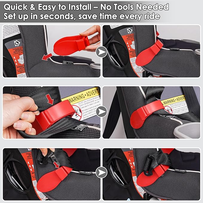 Car Seat Strap Organizer Clip – Keep Harness Straps Neat & Easily Accessible – Prevents Twisting & Tangling – Universal Fit for Infant, Toddler, and Booster Seats – Quick Installation (Red)