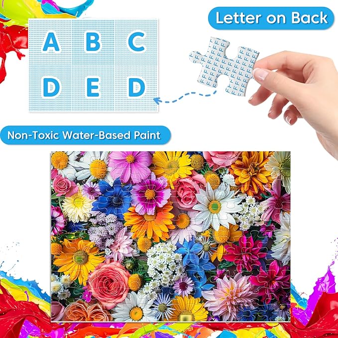 Jeacirio 100 Piece Puzzles for Kids Ages 4-8 - Dogs Flowers Donuts Cats Puzzles - Large Puzzle for Senior Jigsaw Puzzle for Kids Ages 4-6 6-8 8-10 Year Old Educational Toys Gifts 4-Pack 15"x11"