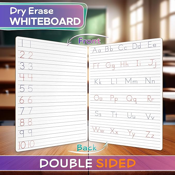 Scribbledo Dry Erase Handwriting Practice for Kids 9 x 12 inch Alphabet Tracing Board Whiteboard Letter Tracing for Kids Ages 3-5 Write and Wipe Alphabet Practice Cards Letters Writing Board
