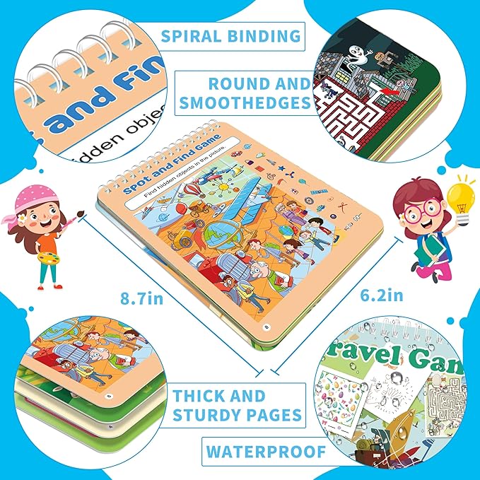 Elfew 2 Pack Reusable Activity Game for Kids Ages 4-8, 8-12,Travel Games Include 56 Different Game,1-2 Players,Toy & Learning Tool for Road Trip Airplane Activity
