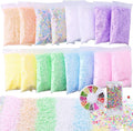 Slime Foam Beads Floam Balls – 18 Pack Pastel Microfoam Beads Kit 0.1-0.14 inch (90,000 Pcs) Micro Colors Rainbow Fruit Beads Craft Add ins Homemade DIY Kids Ingredients Flote Microbeads Supplies