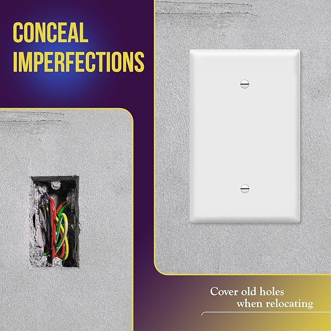 ENERLITES Blank Device Wall Plate, Jumbo Blank Covers, Over-Size 1-Gang 5.5" x 3.5", Unbreakable Polycarbonate Thermoplastic, 8801O-W, White
