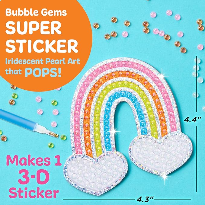 Creativity for Kids Bubble Gem Super Sticker: Rainbow, Diamond Art Kits for Kids, Mini Craft Kit and Spring Crafts for Girls, Window Art Craft Kits for Girls (Ages 6+)