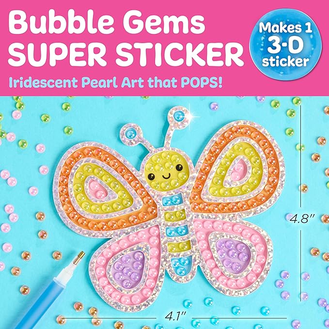 Creativity for Kids Bubble Gem Super Sticker: Butterfly - Mini Diamond Painting Kits for Kids, Arts and Crafts for Kids, Small Gifts for Spring for Girls (Ages 6+)