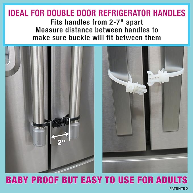 Baby Safety Cabinet Locks for Handles Child Safety Cabinet Latches for Home Safety Strap for Baby Proofing Cabinets Kitchen Door RV No Drill No Screw No Adhesive /4 Pack (Black)