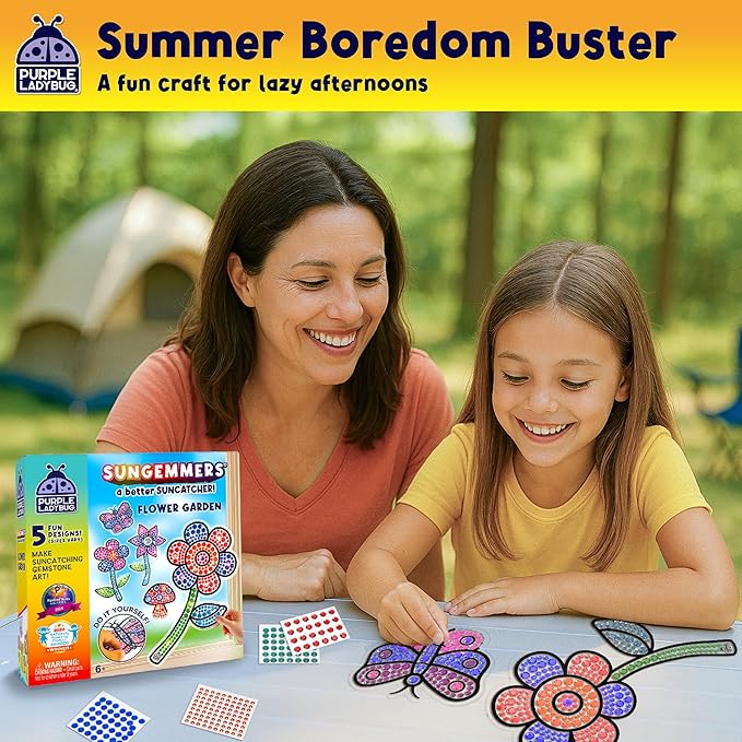 SunGemmers Suncatcher Gem Art for Kids, Summer Toys for Kids Ages 4-8, Great 6 Year Old Girl Gifts, Birthday Gift for Girls 5 6 7 8 9 10, Arts and Crafts for Kids Ages 6-8, Window Diamond Art Kit